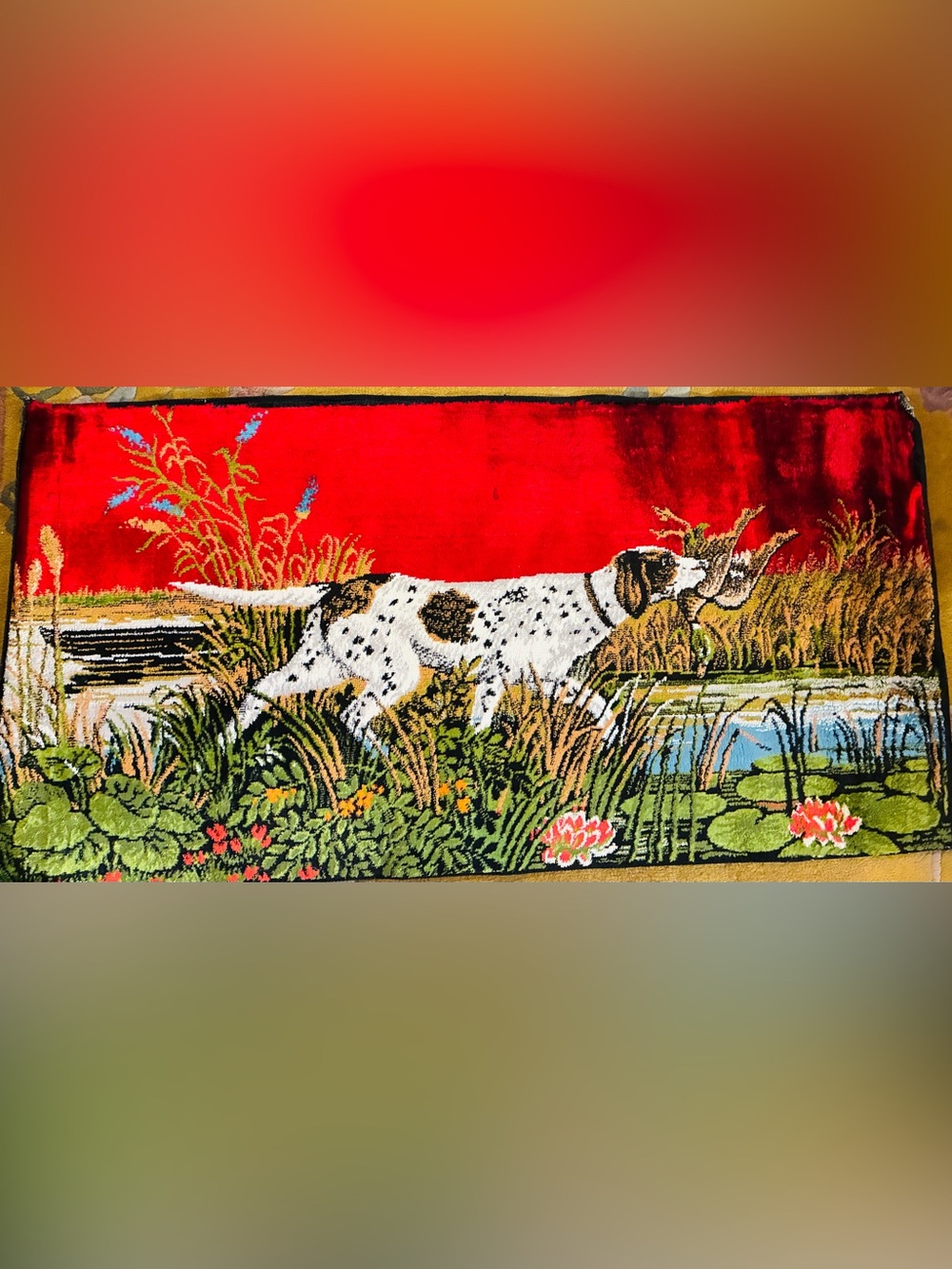 Vintage Hunting Dog Velvet Tapestry - Italy